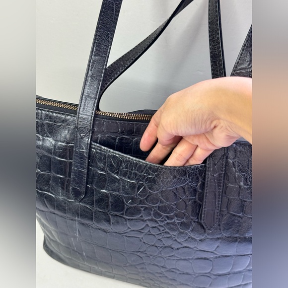 Fossil Sydney Croc Embossed Leather Shopper Tote Bag - Picture 6 of 15